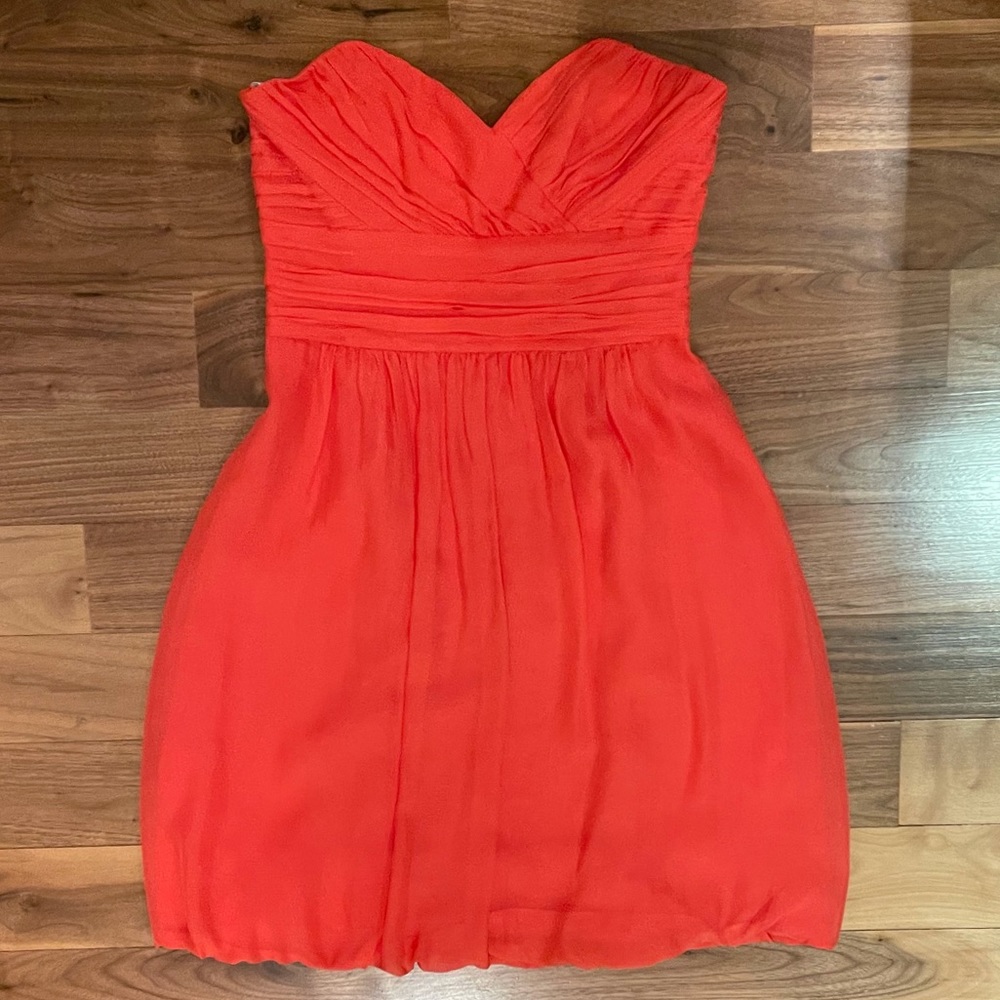 Shoshanna Orange Strapless Cocktail Dress
